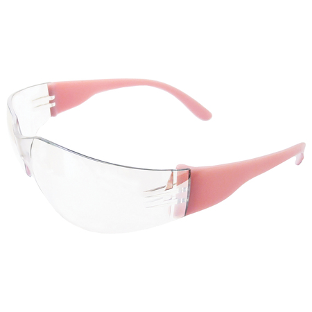 ERB SAFETY Clear Safety Glasses, Pink Temples, Clear 17958